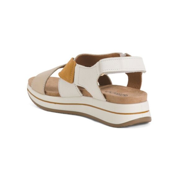 IGI&CO White/Orange Made In Italy Leather Comfort Multi-band Wedge Sandals - Picture 2 of 2